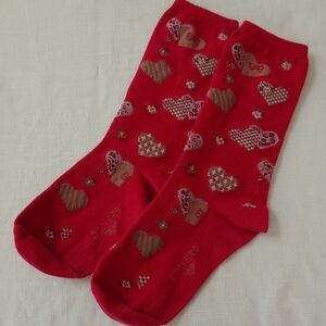 ❤EUC Dockers Heart Patterned Red Socks
